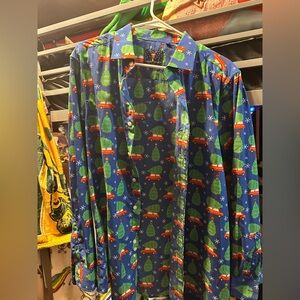 Simon Banks Festive Blue Christmas Tree Men's Shirt